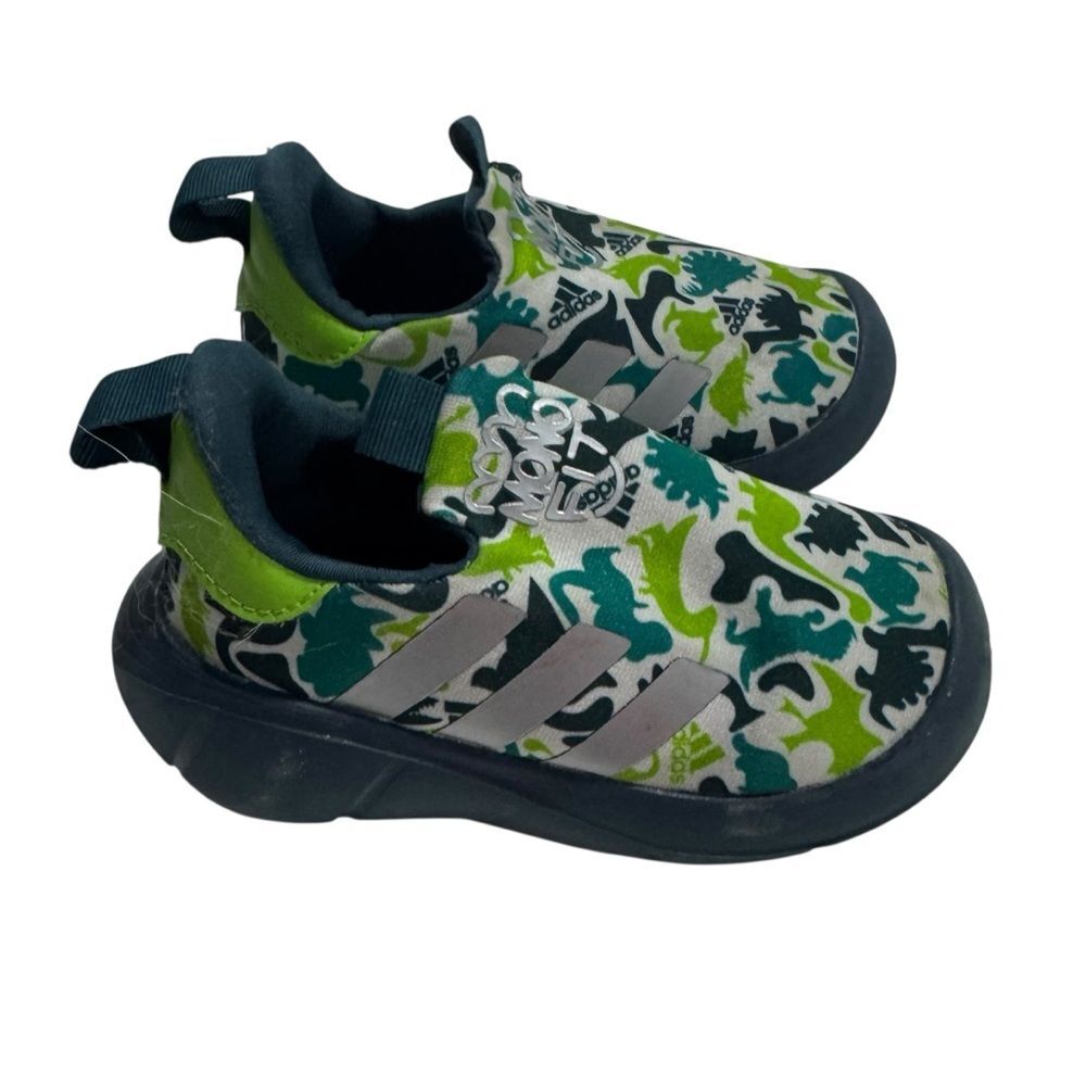 Adidas Blue and Green Camo Slip On Sneakers